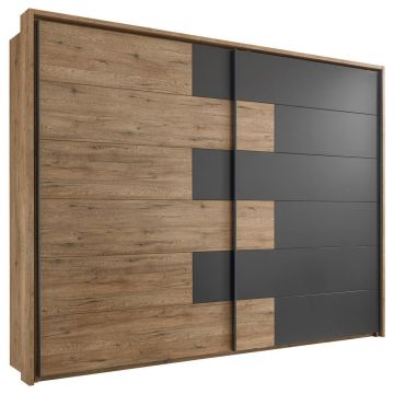 Dulap Cu Uși Culisante, 280/215/60 cm, grafit, culoare lemn stejar