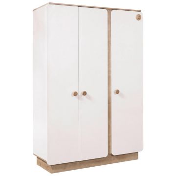 Dulap Cu Uși Rotative, 136/195/56 cm, alb, culoare lemn stejar