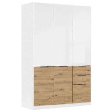 Dulap Cu Uși Rotative, 136/210/54 cm, alb, stejar Artisan