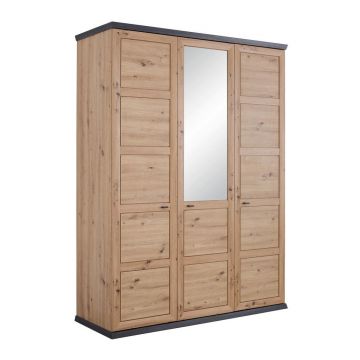 Dulap Cu Uși Rotative, 154/209/60 cm, gri închis, stejar Artisan