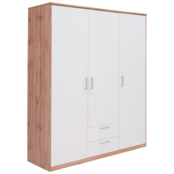 Dulap Cu Uși Rotative, 157/194/54 cm, alb, stejar Wotan