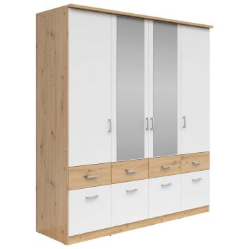 Dulap Cu Uși Rotative, 181/199/58 cm, alb, stejar Artisan