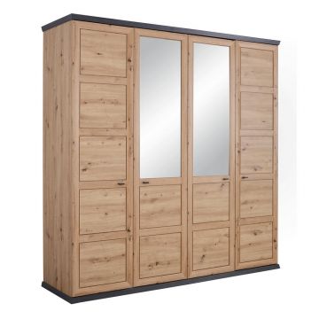 Dulap Cu Uși Rotative, 205/209/60 cm, gri închis, stejar Artisan