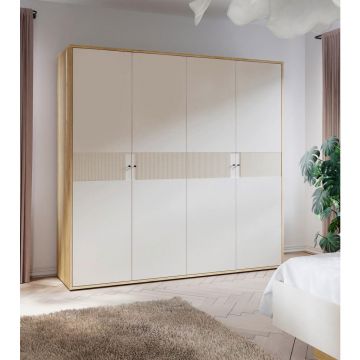 Dulap Cu Uși Rotative, 223,9/214,3/59,4 cm, nisipiu, culoare lemn stejar