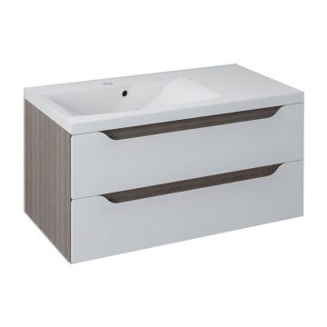 Dulap fără chiuvetă alb/în culoare naturală suspendat cu aspect de lemn exotic 90x45 cm Wave – Sapho Dulap fără chiuvetă alb/în culoare naturală suspendat cu aspect de lemn exotic 90x45 cm Wave – Sapho