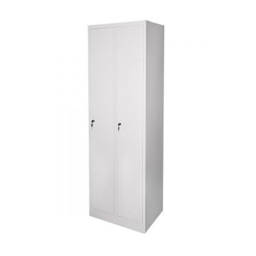 Dulap metalic fiset dublu tip vestiar 1800x600x450mm cu 2 usi securizate, raft si bara, gri, Cod: BK92937, Echivalență: DISEG32, Breckner Germany