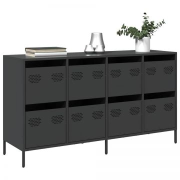 Dulap, negru, 135x39x73,5 cm, oțel laminat la rece