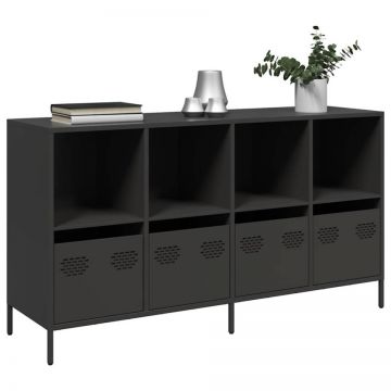 Dulap, negru, 135x39x73,5 cm, oțel laminat la rece