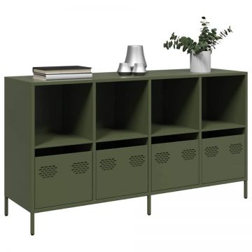 Dulap, verde măsliniu, 135x39x73,5 cm, oțel laminat la rece