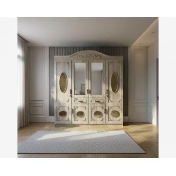 Dulap ZQE 017 MDF 6 Usi 2 Sertare 200x215x52 cm