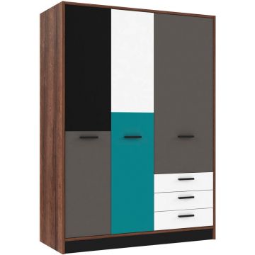 șIFONIER, 144/200/60 cm, gri, verde, negru, alb, culoare lemn stejar