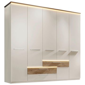 Șifonier, 251/229,4/61 cm, culoare lemn stejar, șampanie