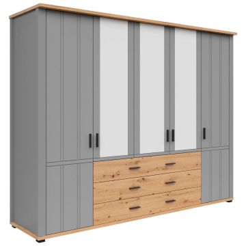 Șifonier, 267/206/65 cm, gri, stejar Artisan