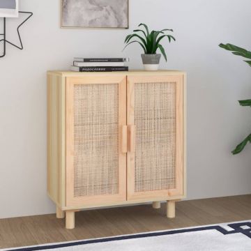 Servantă, maro, 60x30x70 cm, lemn masiv pin și ratan natural