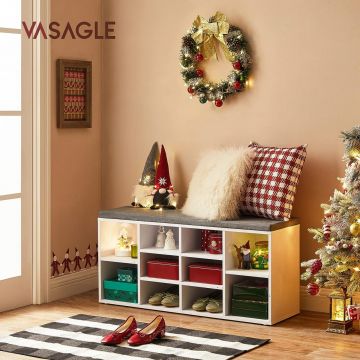 Banca cu suport pantofi Model Ryleigh, Alb, 104x30x48 cm