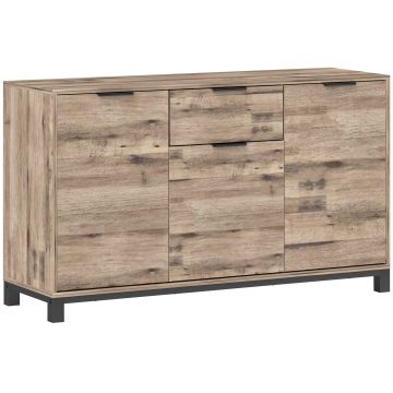 HOMCOM Bufet cu Sertar și 3 Dulapuri cu Rafturi Reglabile, 120x36,5x70 cm, Maro | Aosom Romania