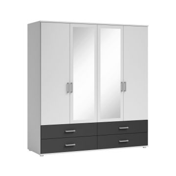 Șifonier, 180/190/51 cm, grafit, alb