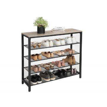 Raft pentru Pantofi Model Kaiser, Greige/Negru, 100x30x92.5 cm