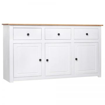 Servantă, alb, 135 x 40 x 80 cm, lemn masiv de pin, gama Panama