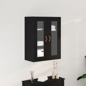 Cabinete de perete cu uși din sticlă Stejar negru 69,5x34x90 cm