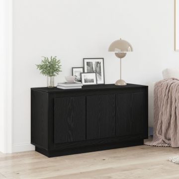 Comodă Neagră Stejar 102x35x55 cm Lemn Compus