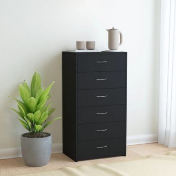 Dulap cu 6 sertare, negru, 50x34x96 cm, lemn prelucrat Dulap cu 6 sertare, negru, 50x34x96 cm, lemn prelucrat