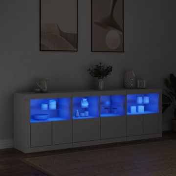 Dulap cu lumini LED, alb, 202x37x67 cm