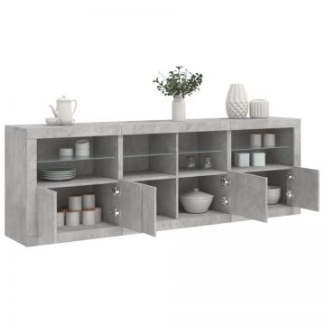 Dulap cu lumini LED, gri beton, 202x37x67 cm