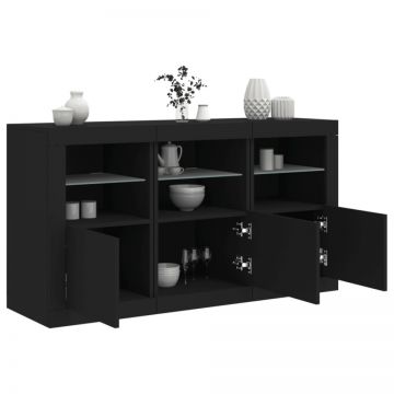 Dulap cu lumini LED, negru, 123x37x67 cm
