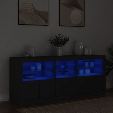 Dulap cu lumini LED, negru, 162x37x67 cm
