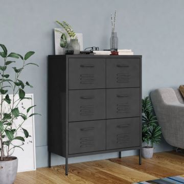 Dulap cu sertare, antracit, 80x35x101,5 cm, oțel