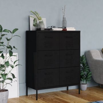 Dulap cu sertare, negru, 80x35x101,5 cm, oțel