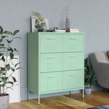 Dulap cu sertare, verde mentă, 80x35x101,5 cm, oțel