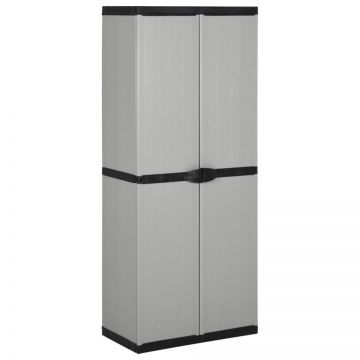 Dulap de depozitare grădină cu 3 rafturi gri/negru 68x40x168 cm