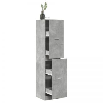 Dulap de farmacie, gri beton, 40x41x174,5 cm, lemn prelucrat