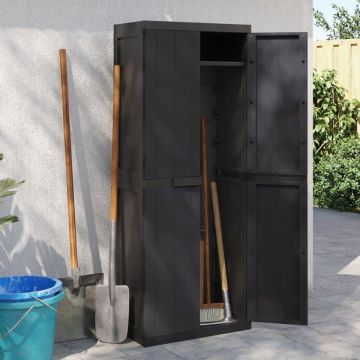 Dulap depozitare de exterior, negru, 65x37x165 cm, PP