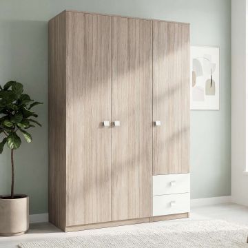 Dulap depozitare LINEA 3 Usi 2 Sertare, H200, BUPO, Oak, Alb