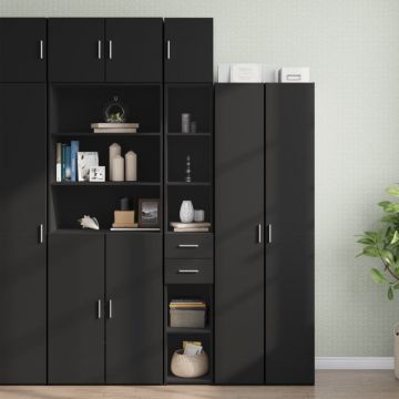 Dulap depozitare slim negru 30x42,5x225 cm lemn prelucrat Dulap depozitare slim negru 30x42,5x225 cm lemn prelucrat