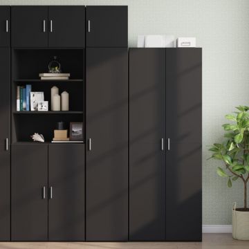 Dulap depozitare slim negru 40x42,5x225 cm lemn prelucrat Dulap depozitare slim negru 40x42,5x225 cm lemn prelucrat