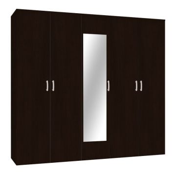 Dulap dormitor cu oglinda Luna Pako World Maro inchis 220x52x200 cm