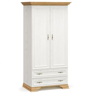 Dulap haine Model Jaden, Alb antichizat/Stejar auriu, 101x62x197.5 cm
