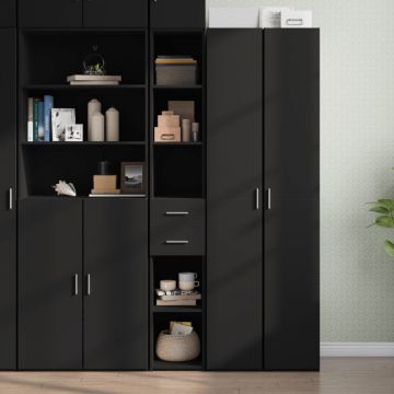 Dulap înalt, negru, 30x42,5x185 cm, lemn prelucrat Dulap înalt, negru, 30x42,5x185 cm, lemn prelucrat