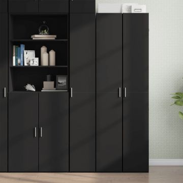 Dulap înalt, negru, 30x42,5x185 cm, lemn prelucrat