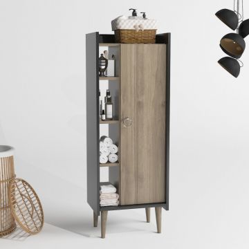 Dulap multifunctional Model Lagomood, Nuc/Antracit, 50x30x140 cm