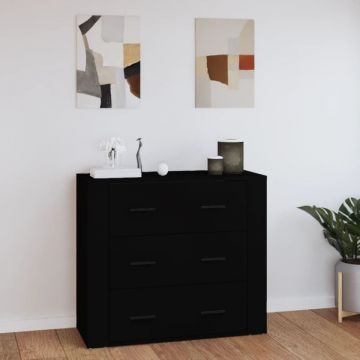 Dulap, negru, 80x33x70 cm, lemn prelucrat