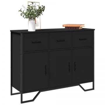 Dulap, negru, 97x32,5x74,5 cm, lemn prelucrat
