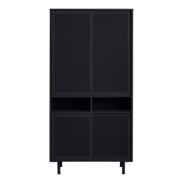 Dulap negru din metal cu ușă glisantă 90x180x40 cm Veep – Unique Furniture