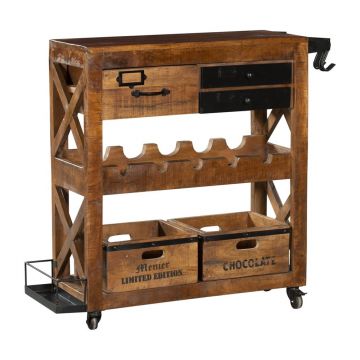 Dulap vinotecă în culoare naturală din lemn de mango număr de sticle 5, 100x92x30 cm Ravi – Interia Home & Living