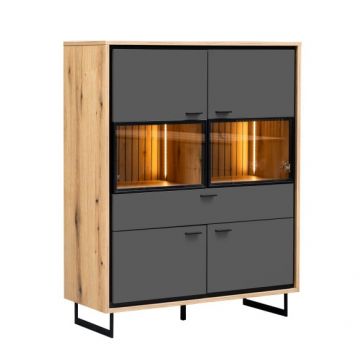 Highboard 4 Usi Si 1 Sertar Sonata Akustik Royal Grey 105 Cm