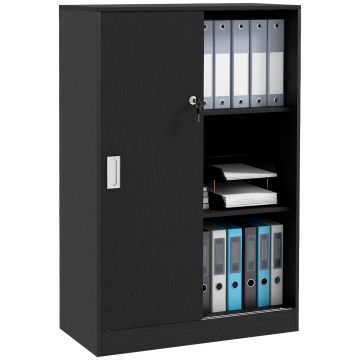 HOMCOM Dulap de Birou cu 3 Rafturi, Ușă Dublă cu Încuietoare și 2 Chei de Securitate, 80x40x120 cm, Negru | Aosom Romania